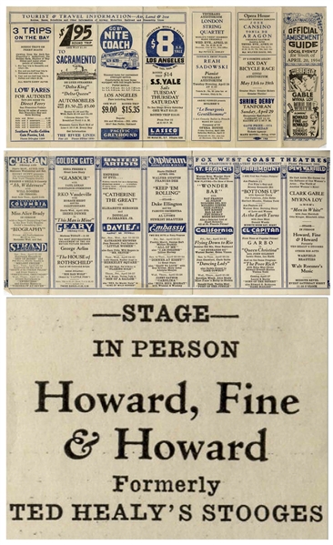 ''Howard, Fine & Howard'' Vaudeville Program From 1934